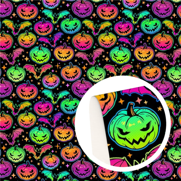 Neon Pumpkin and Bats