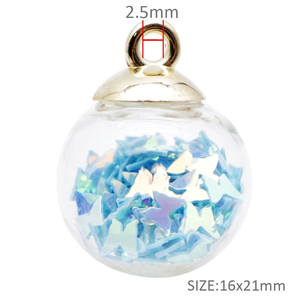 Blue Butterfly Filled Mini Glass Globe